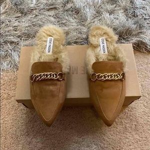 Steve Madden Fur Mule tan suede size 7.5